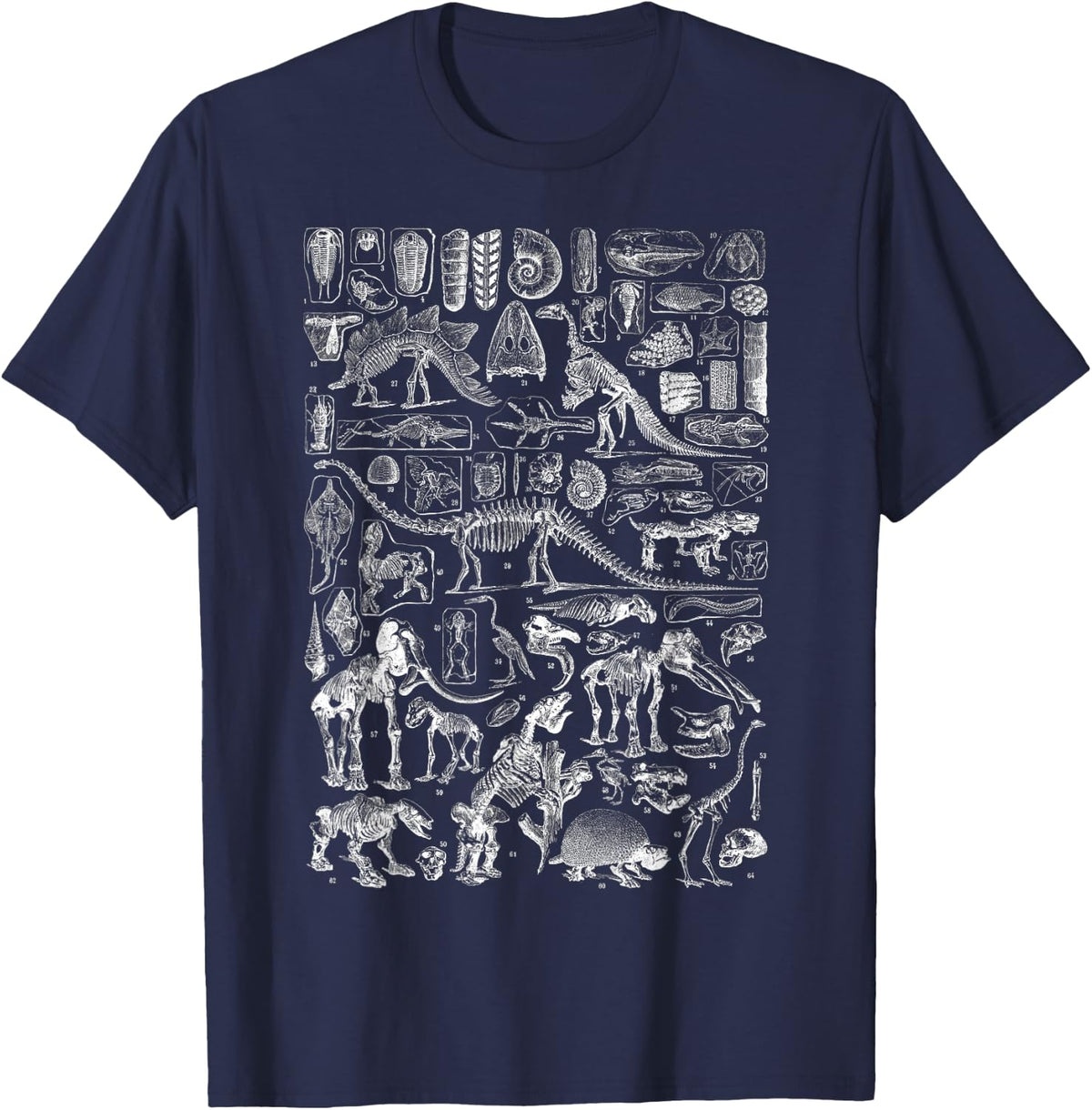 Dinosaur Fossils T-Rex Paleontology Science Archeology Gift T-Shirt - Navy Blue