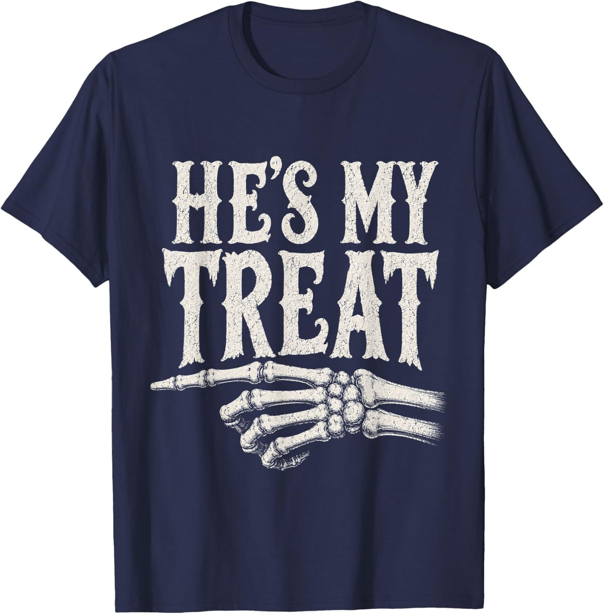 She’s My Trick He’s My Treat Matching Halloween Couple T-Shirt - Navy Blue