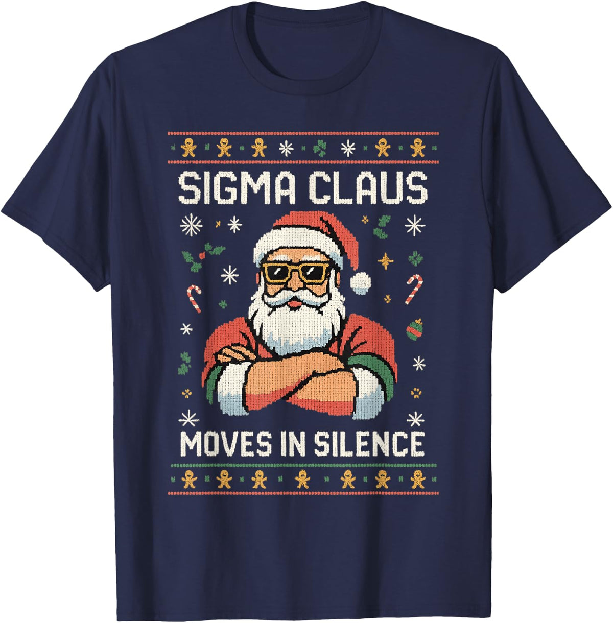 Christmas Shirt - Sigma Santa Ugly Xmas Sweater T-Shirt - Navy Blue