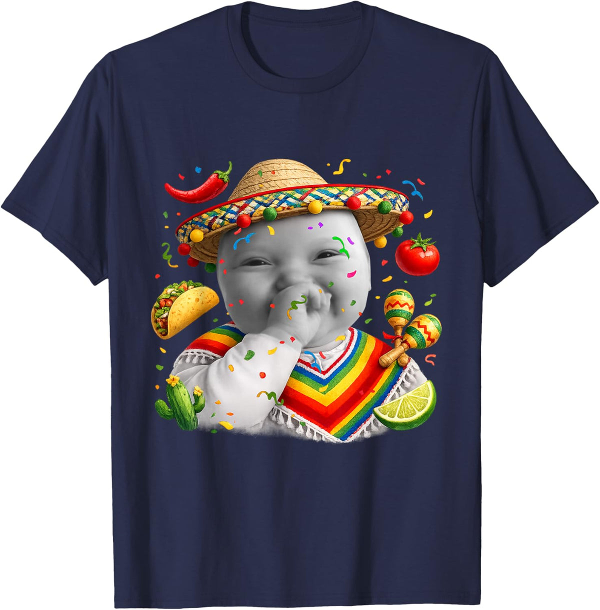 Funny Niche Ai Baby Meme Cinco De Mayo Party T-Shirt - Navy Blue