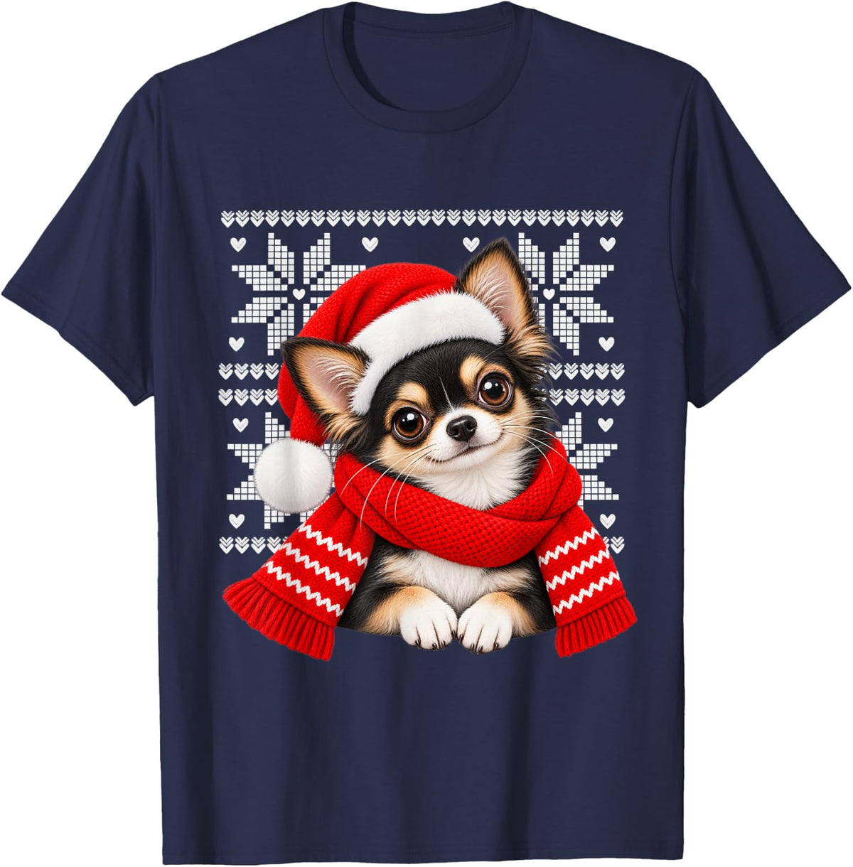 Ugly Christmas Chicken Scarf Holiday Cute Kids T-Shirt - Navy Blue