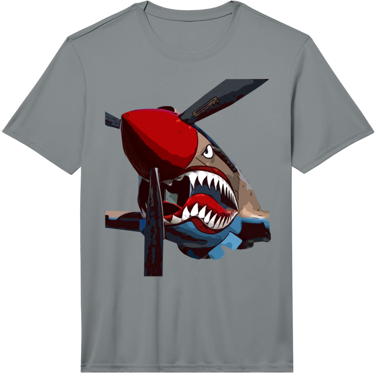 P-40 Warhawk Fighter Aircraft WW2 Airplane Military Performance T-Shirt - Slate Grey