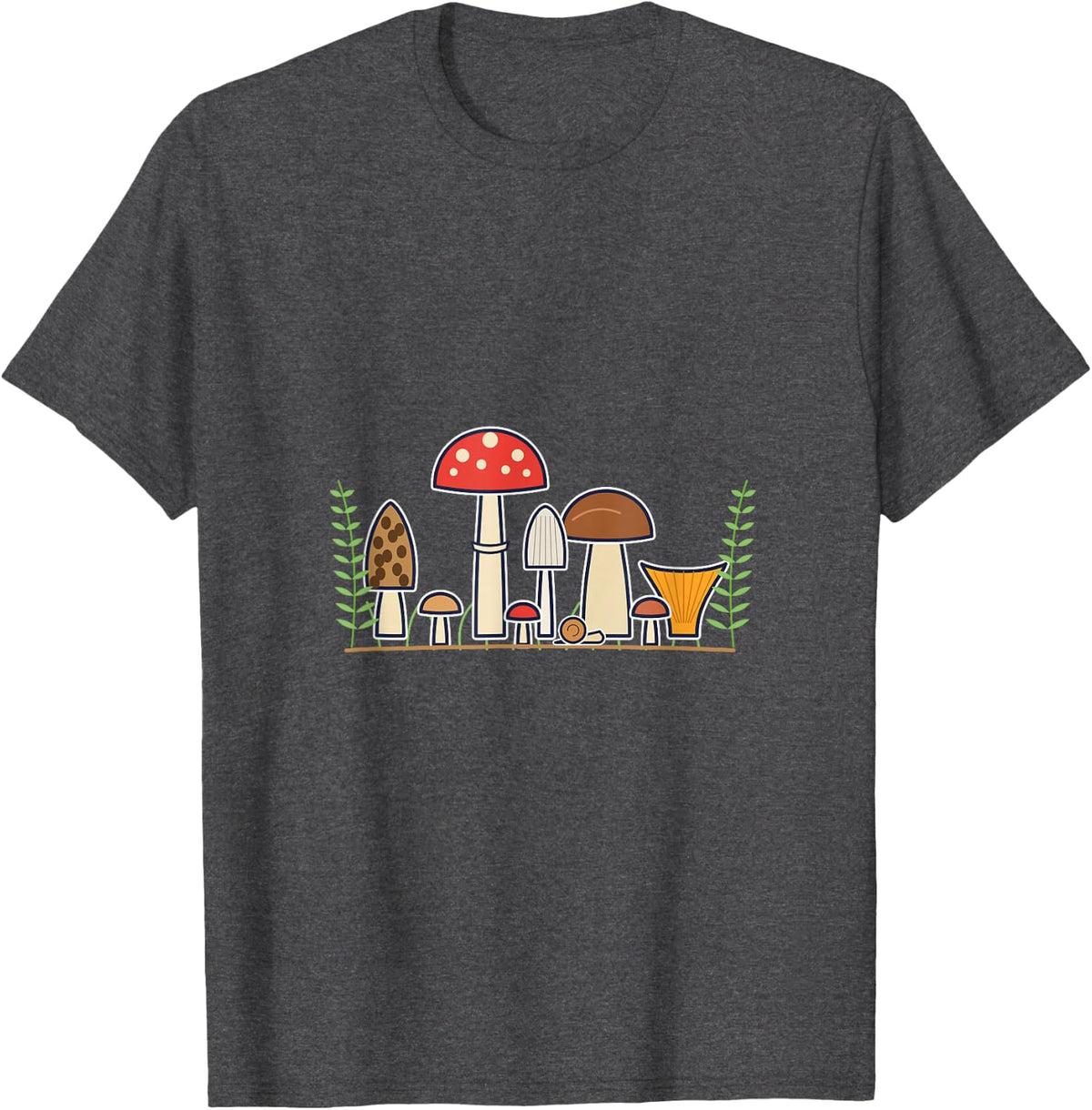 Mushroom Collection Forest Floor Foraging Mycology Nature T-Shirt - Dark Heather Grey