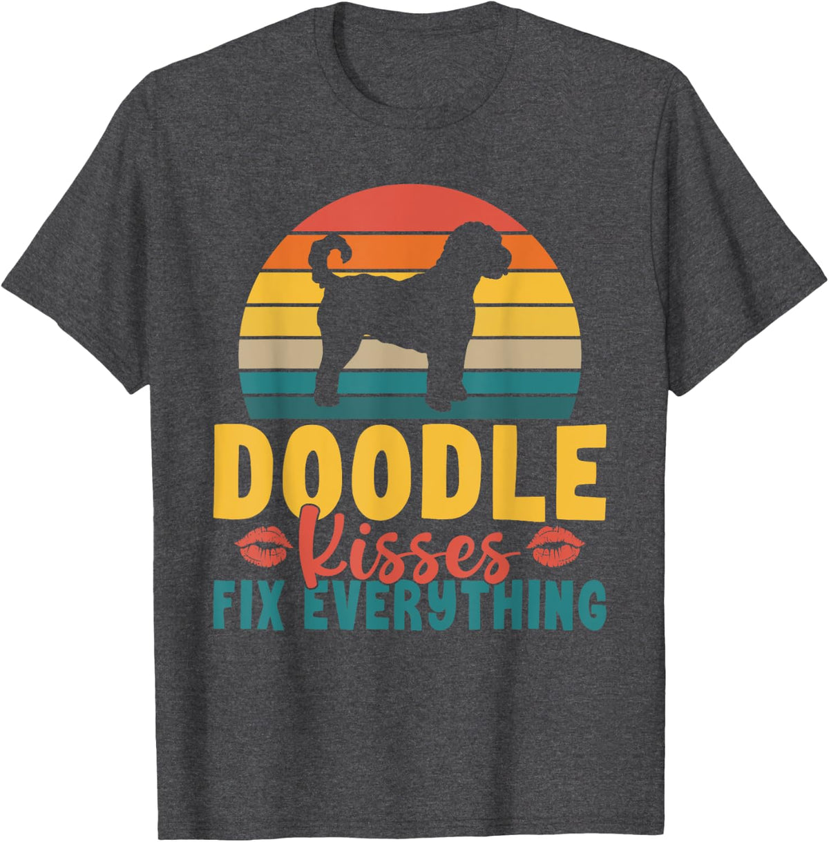 Doodle Kisses fix everything Golden Doodle T-Shirt - Dark Heather Grey