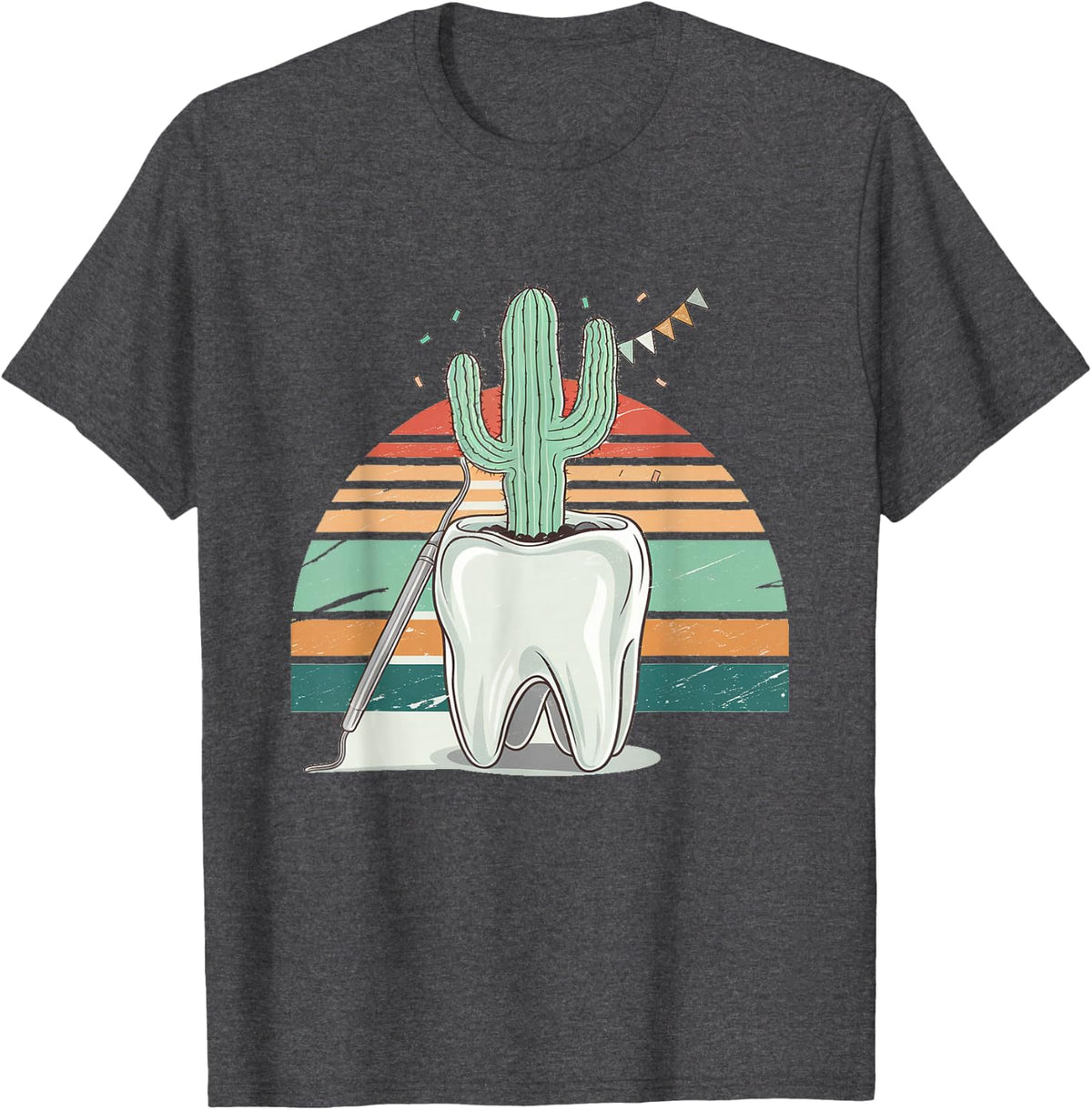 Goodbye Calculus Hello Cactus Dental Hygienist Retirement T-Shirt - Dark Heather Grey