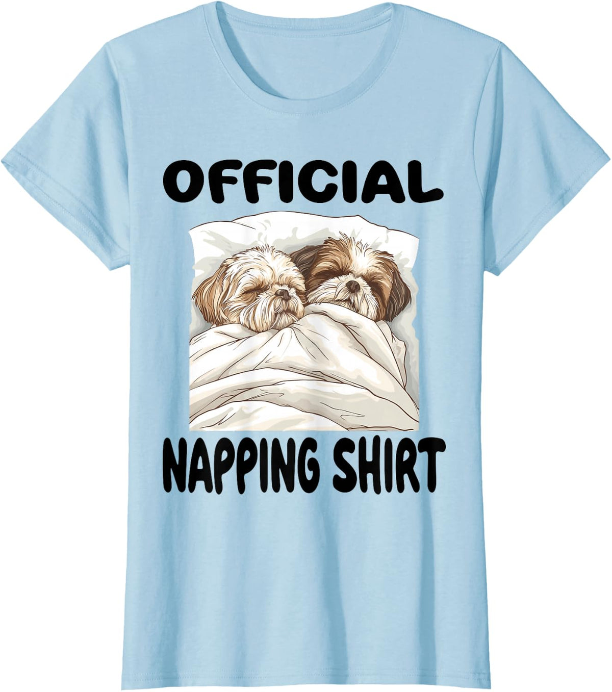 Shih Tzu Dog Official Napping shirt Pajamas Nightgown T-Shirt - Baby Blue