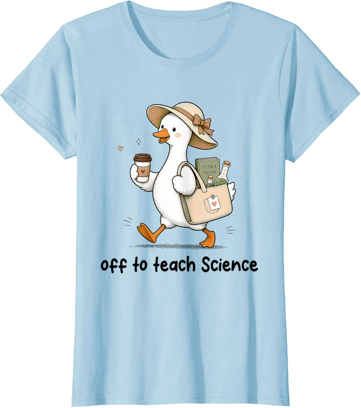 Funny Back to School Off to Teach Science Teacher Goose Tee T-Shirt - Baby Blue