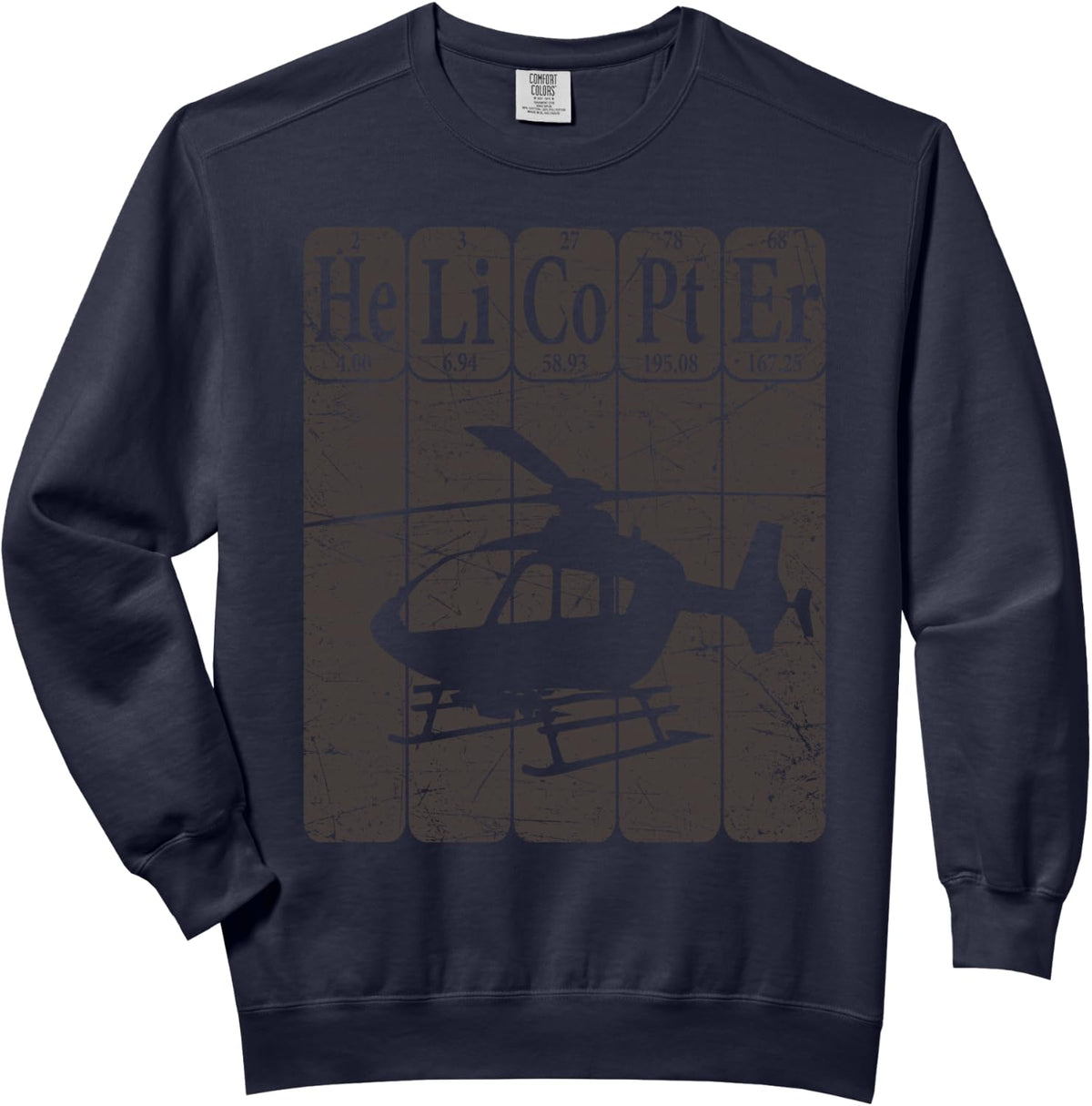 Helicopter Periodic Table Elements Aviation Helicopter Pilot Comfort Colors Adult Sweatshirt - Adult Unisex Navy