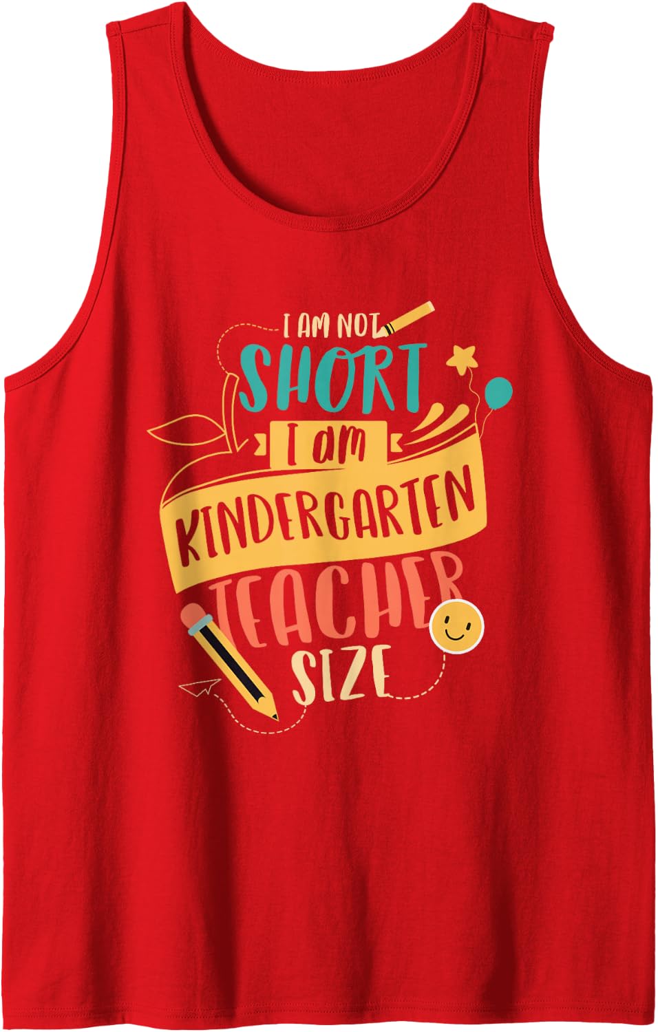 Funny Kindergarten Teacher Sarcasm New School Year Sleeveless Tank Top - Red