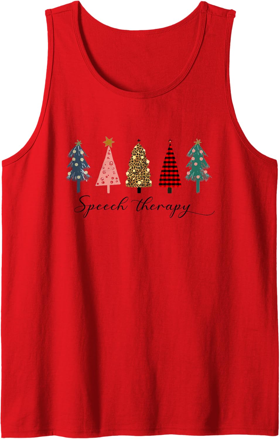 Speech Language Pathologist Speech Therapy Teacher Christmas Sleeveless Tank Top - Red