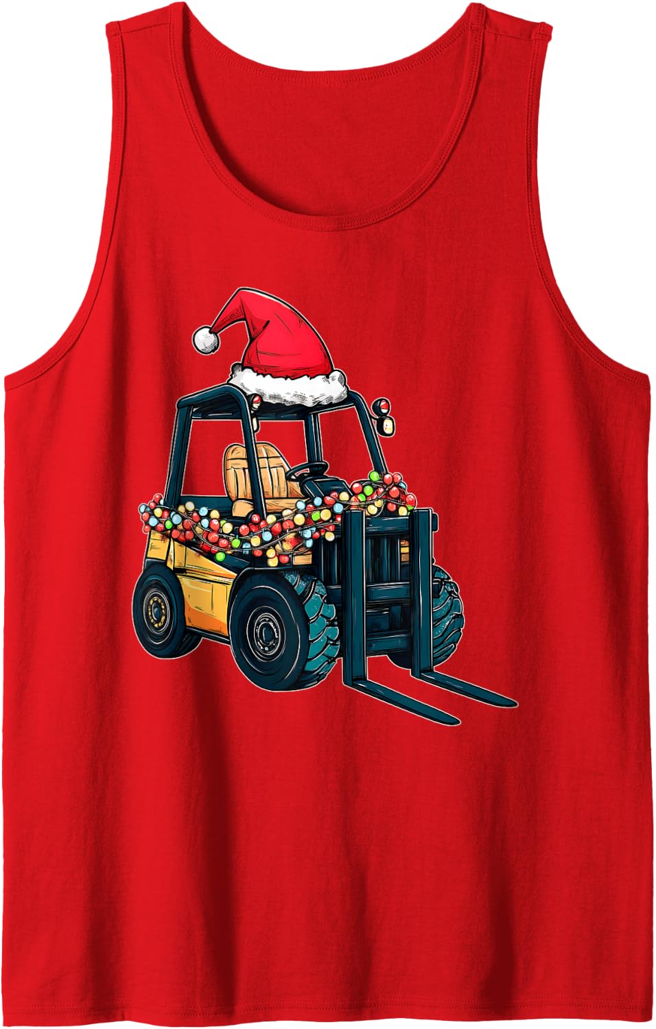 Forklift Operator Forklift Driver Christmas Hat Xmas Sleeveless Tank Top - Red