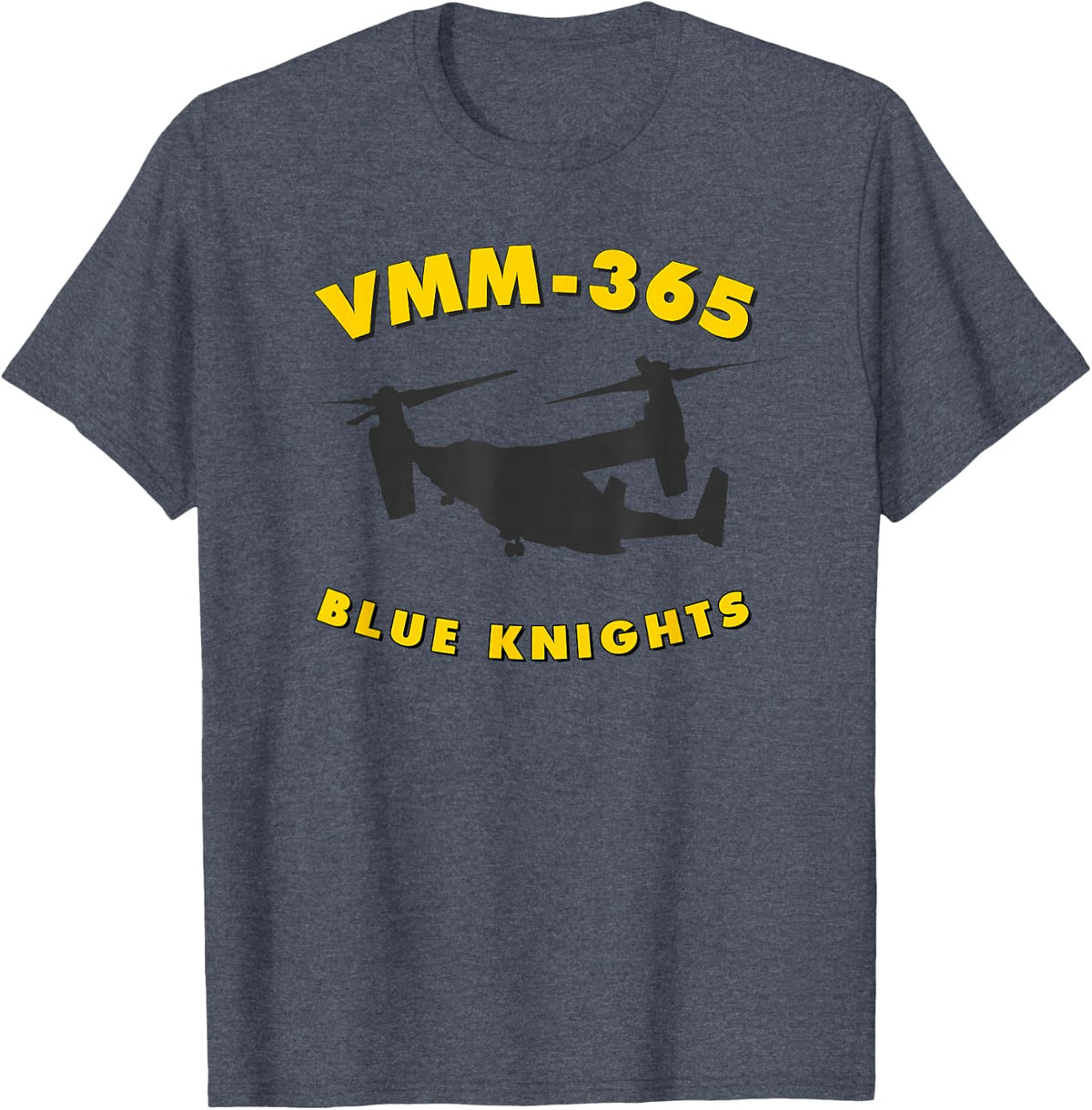 VMM-365 Blue Knights MV-22 Osprey Tiltrotor Squadron Tee T-Shirt - Heather Blue
