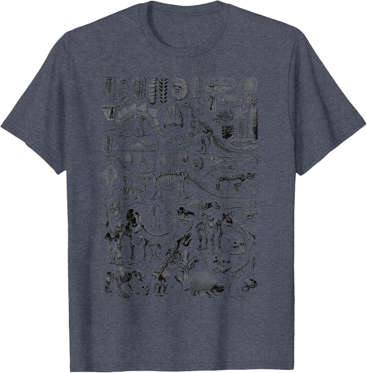 Vintage Dinosaur Fossils T-Rex Paleontology Tees Jurassic Period T Shirts - Heather Blue