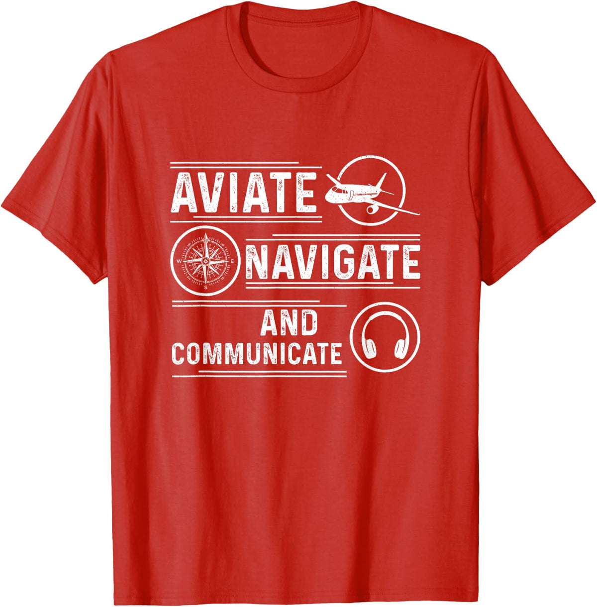 Fly, navigate and communicate aviation T-Shirt - Red