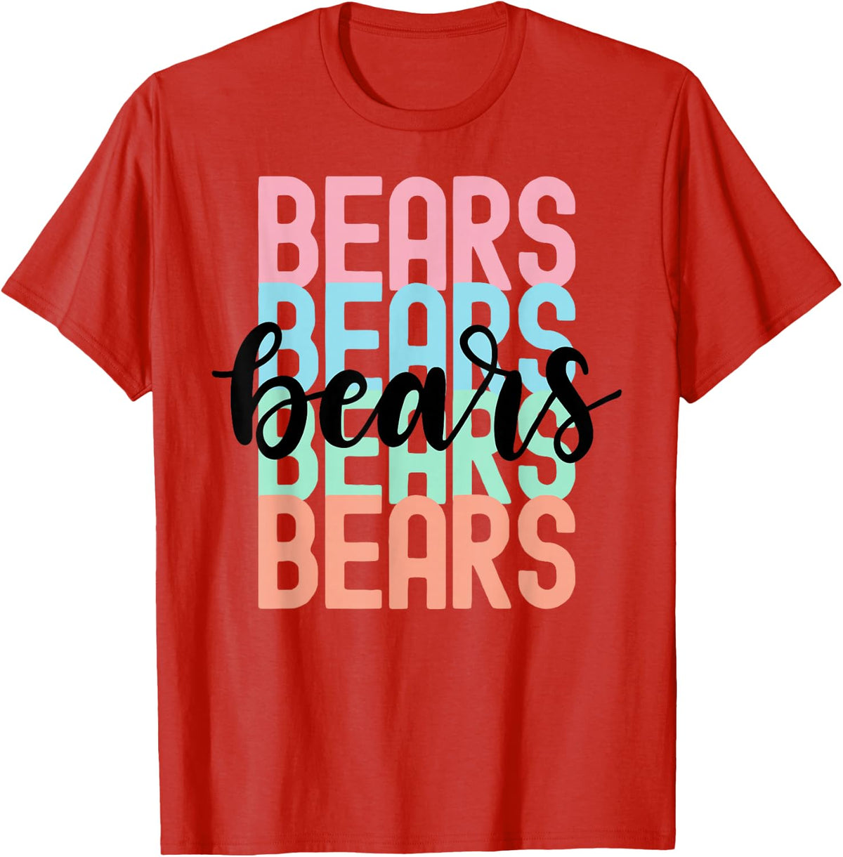 Bears Team Mascot School Spirit Game Night T-Shirt - Red