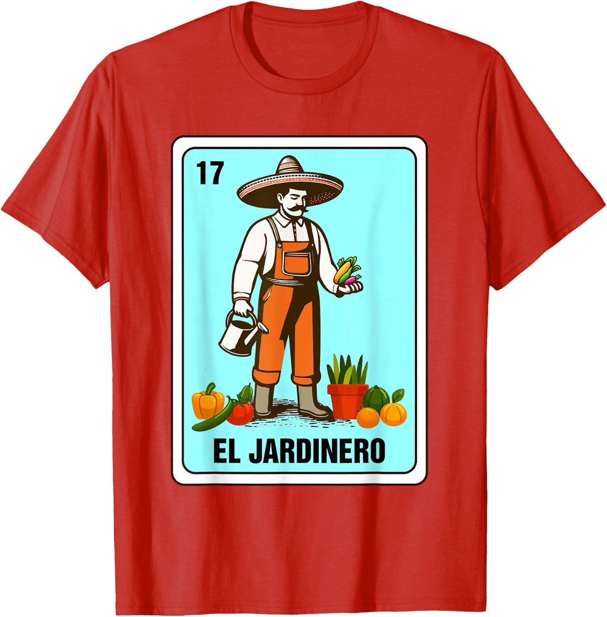 Mexican Slang The Gardener El Jardinero Mexican Bingo Card T-Shirt - Red