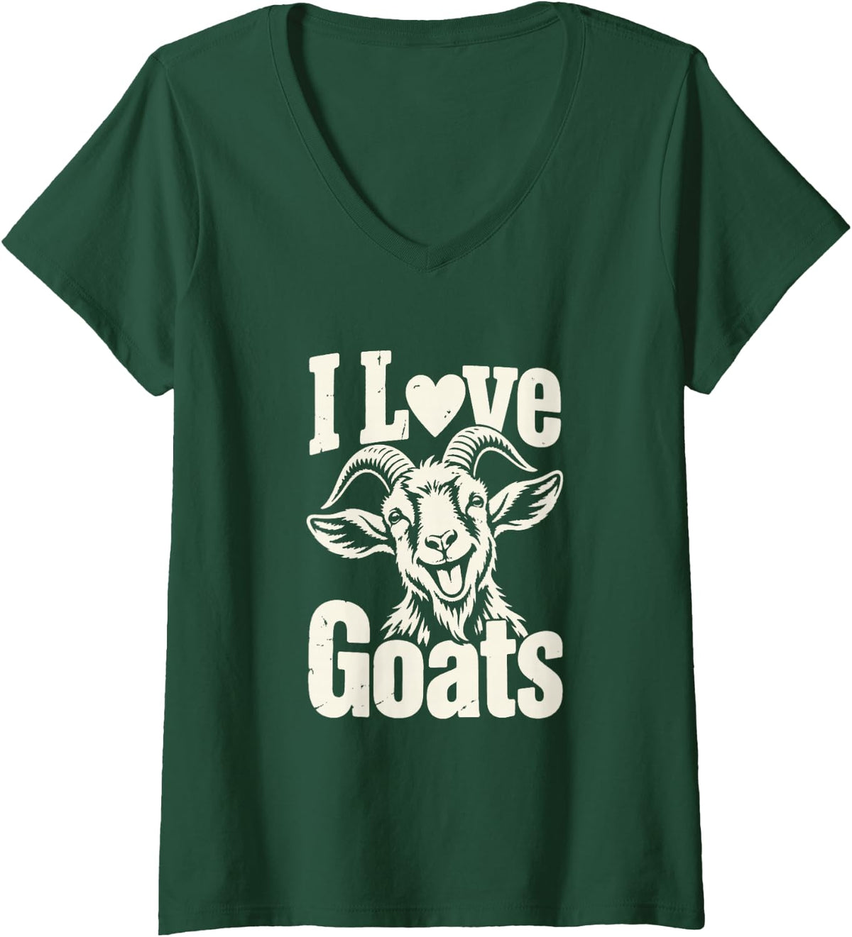 Women's Goat Silhouette Funny Goat Lover V-Neck T-Shirt - Dark Green