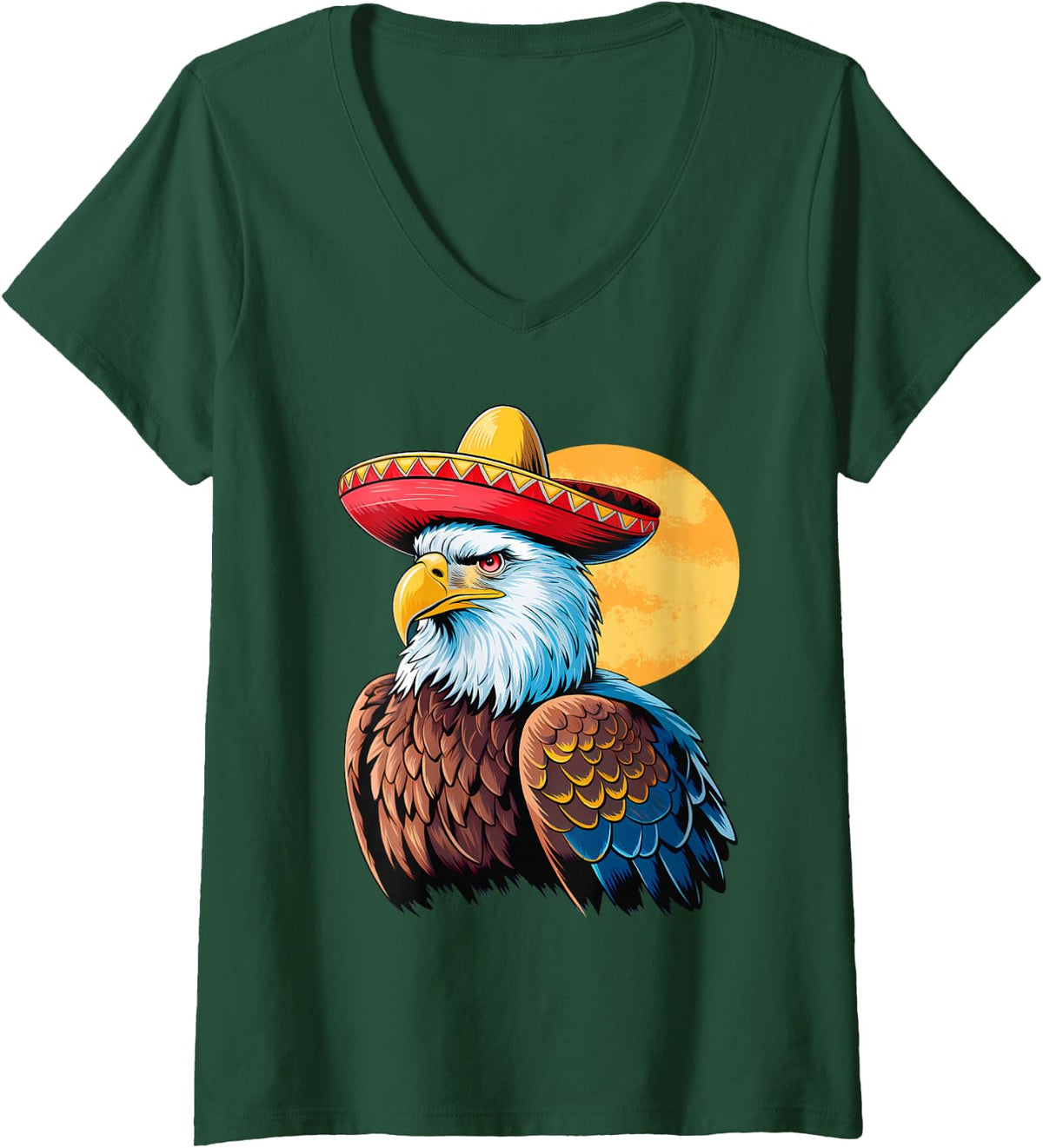 Women's Mexican Eagle Cinco de Mayo Mexican Mexico Eagle V-Neck T-Shirt - Dark Green
