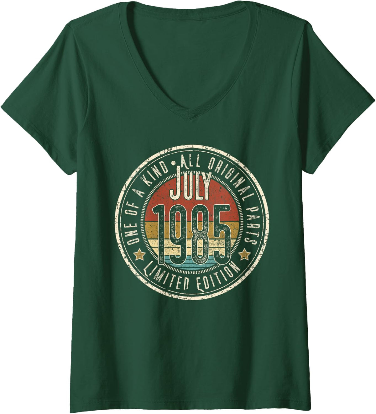 Women's 41st Birthday Vintage July 1985 Retro Limited Edition V-Neck T-Shirt - Dark Green