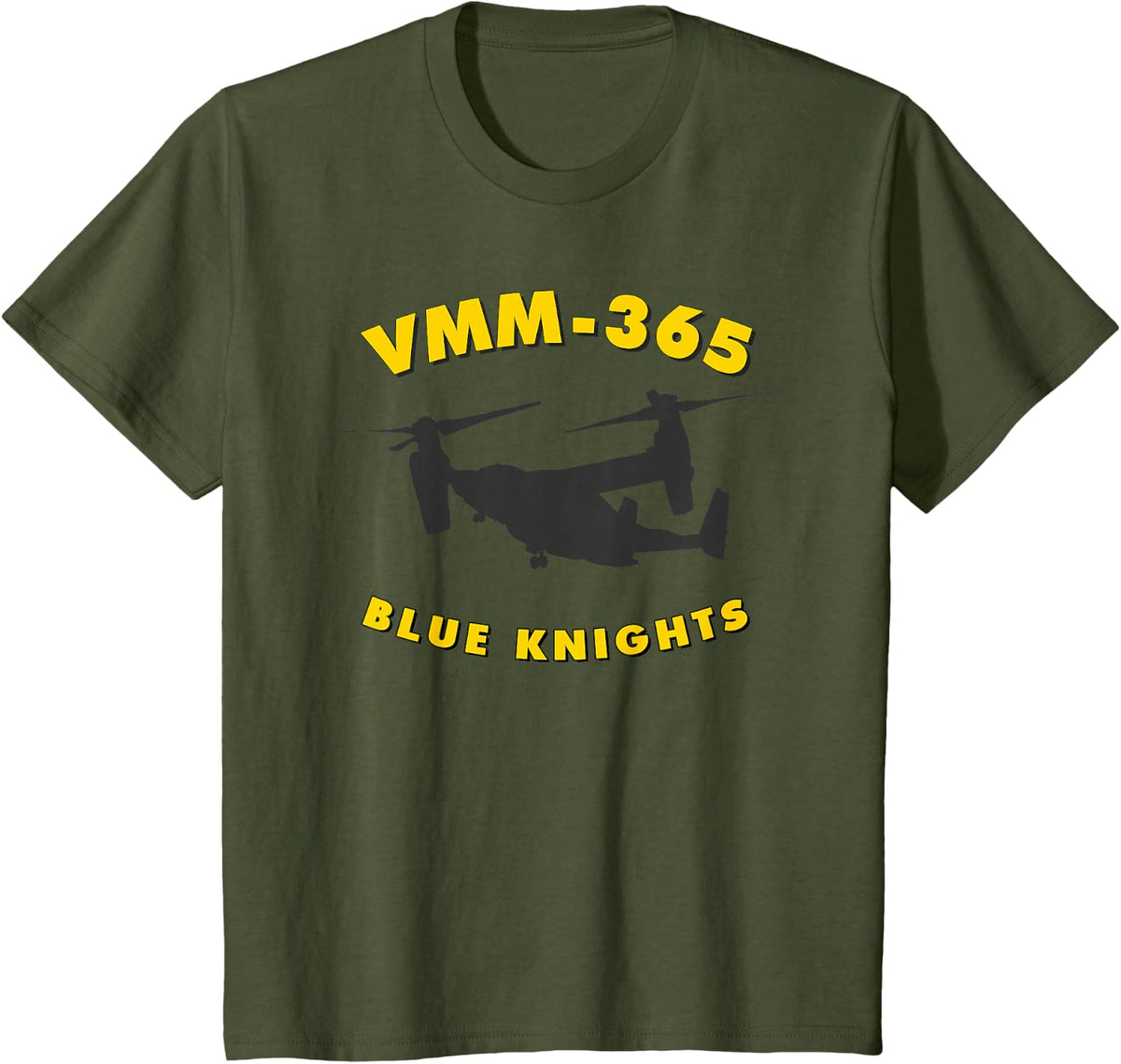 VMM-365 Blue Knights MV-22 Osprey Tiltrotor Squadron Tee T-Shirt - Olive Green