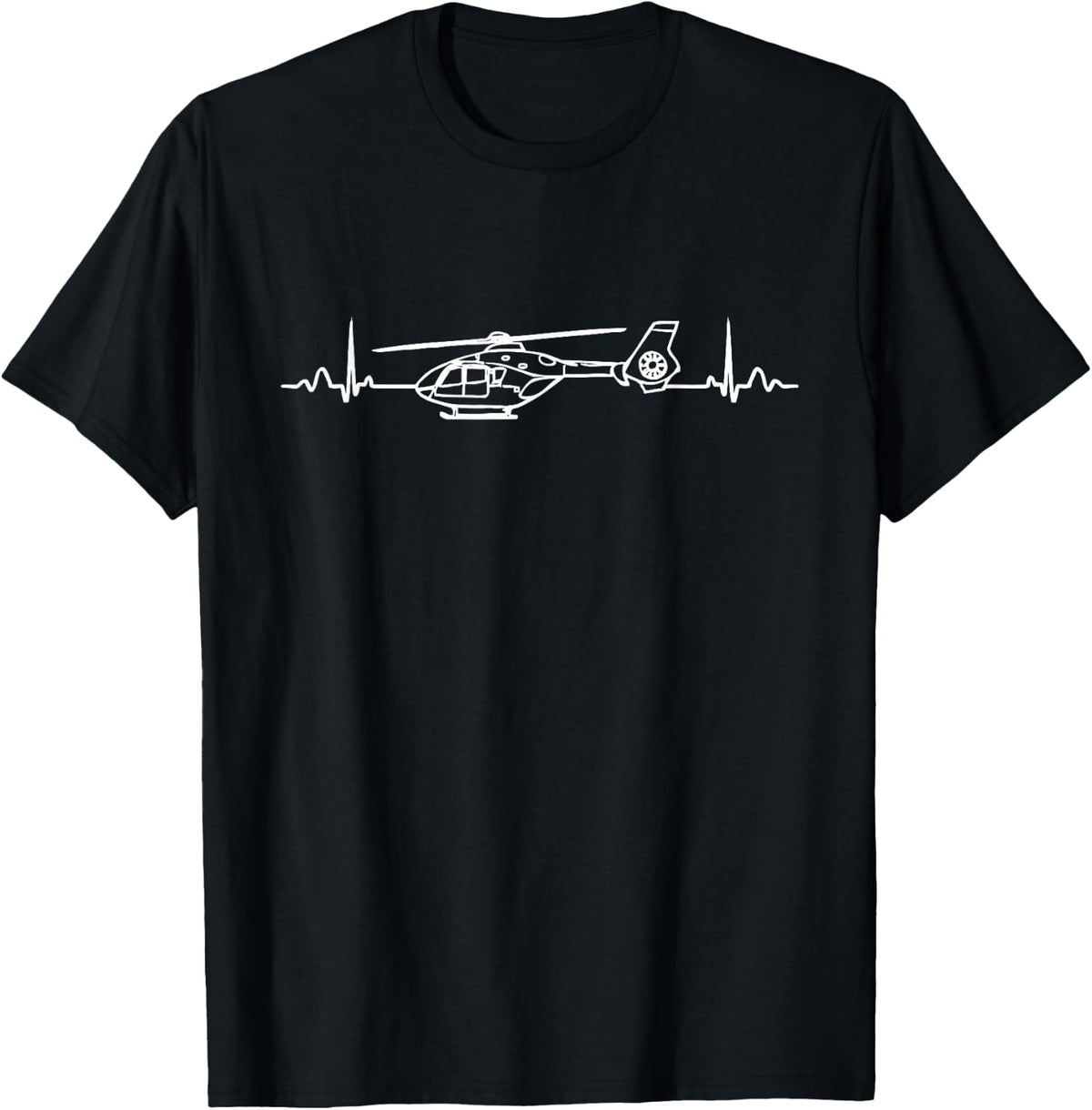 Helicopter Heartbeat Shirt for Pilots and Aviators T-Shirt - Black
