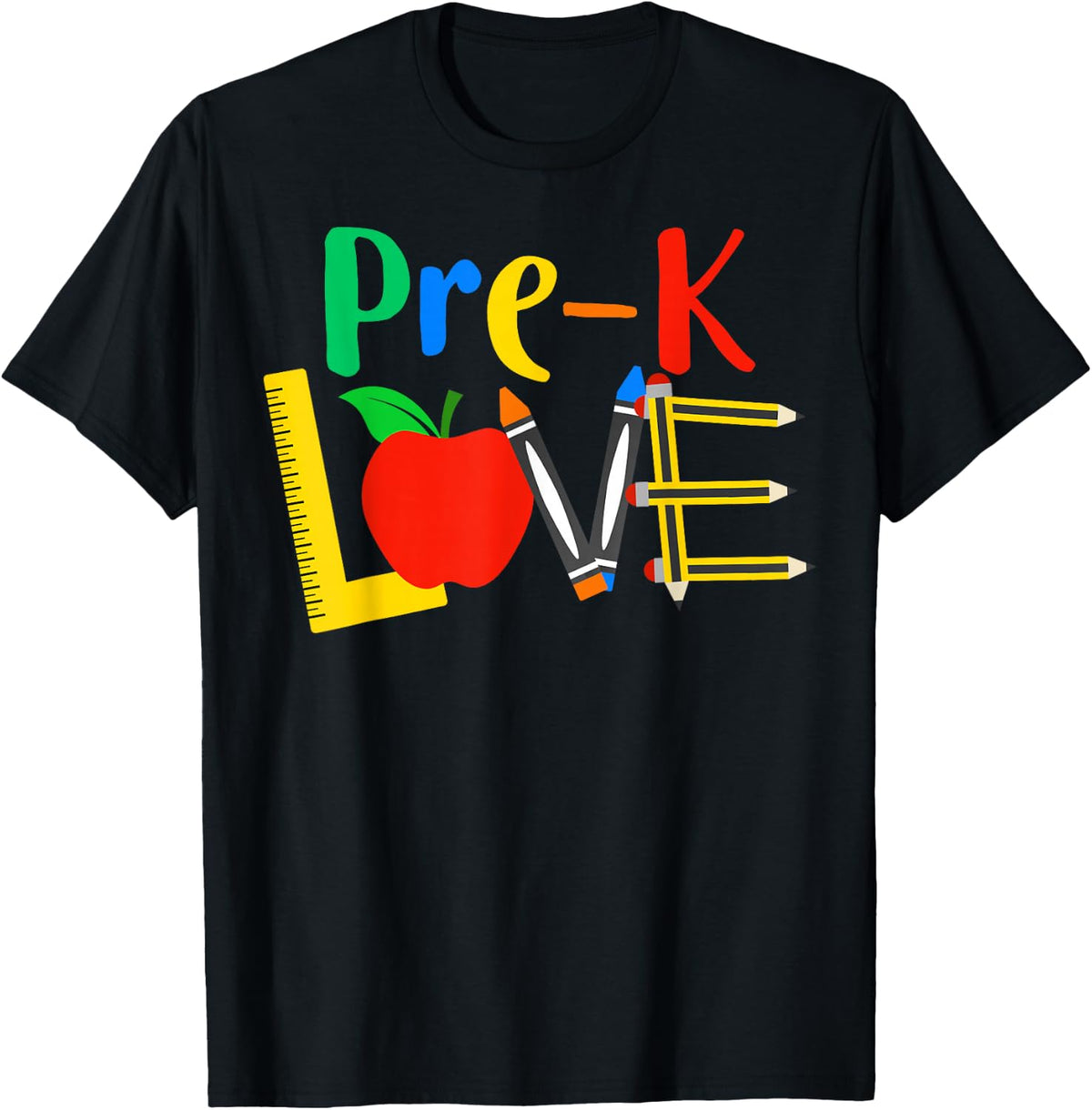 Pre-K Love, Teacher Student Classroom Gift Tools Design T-Shirt - Black