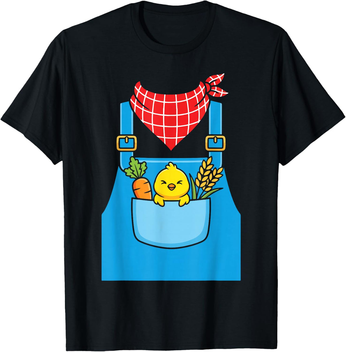 Cute Farmer Chick Apron Farm Life Chicken Lover T-Shirt - Black