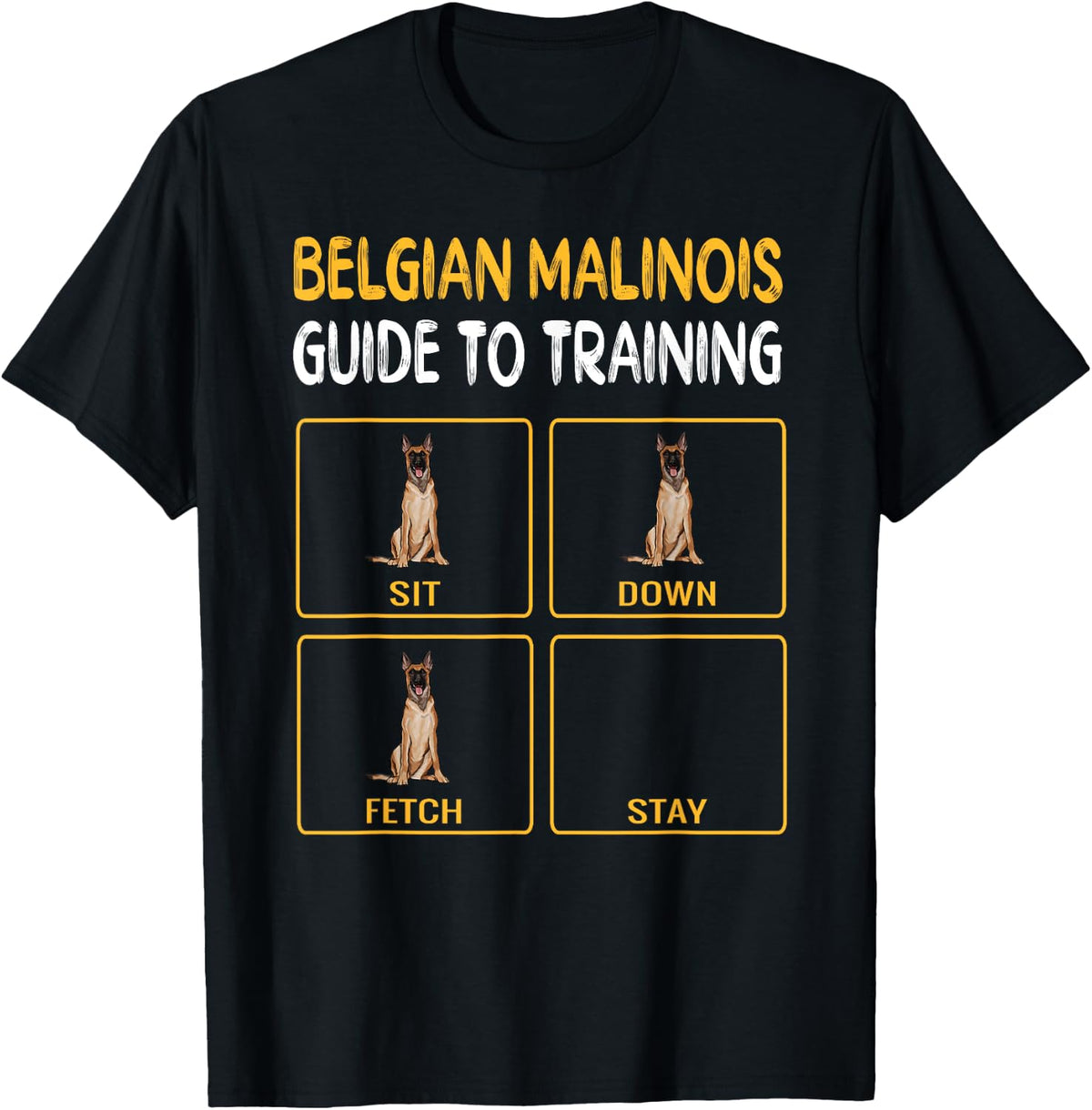 Funny Belgian Malinoi Guide to Training Dog Obedience T-Shirt for Men Women - Black