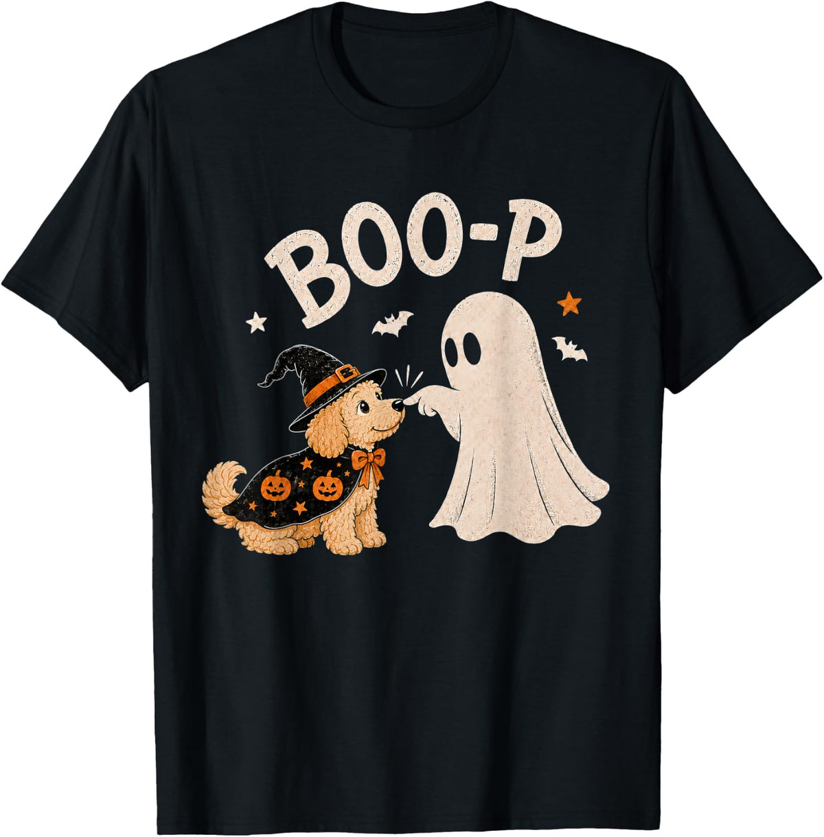 Goldendoodle Boo Boo-p Ghost Nose Boop Halloween Dog Lover T-Shirt - Black