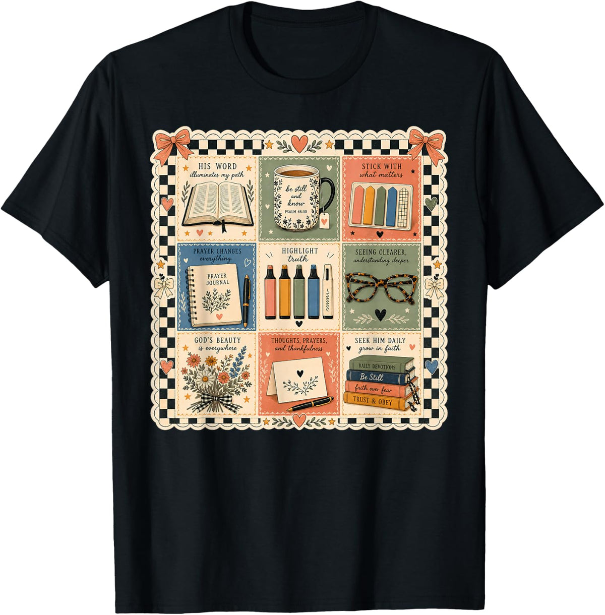 Be Still Know Christian Faith Bible Study Journaling T-Shirt - Black