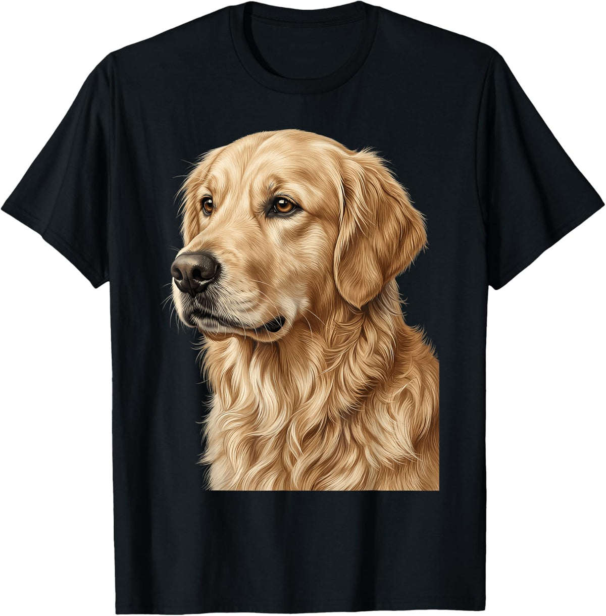 Golden Retriever Dog Illustration T-Shirt - Black