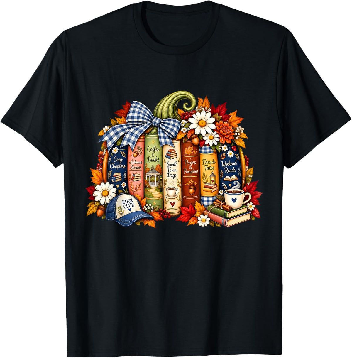 Fall Autumn Read Book Lover Pumpkin Cozy Season T-Shirt - Black