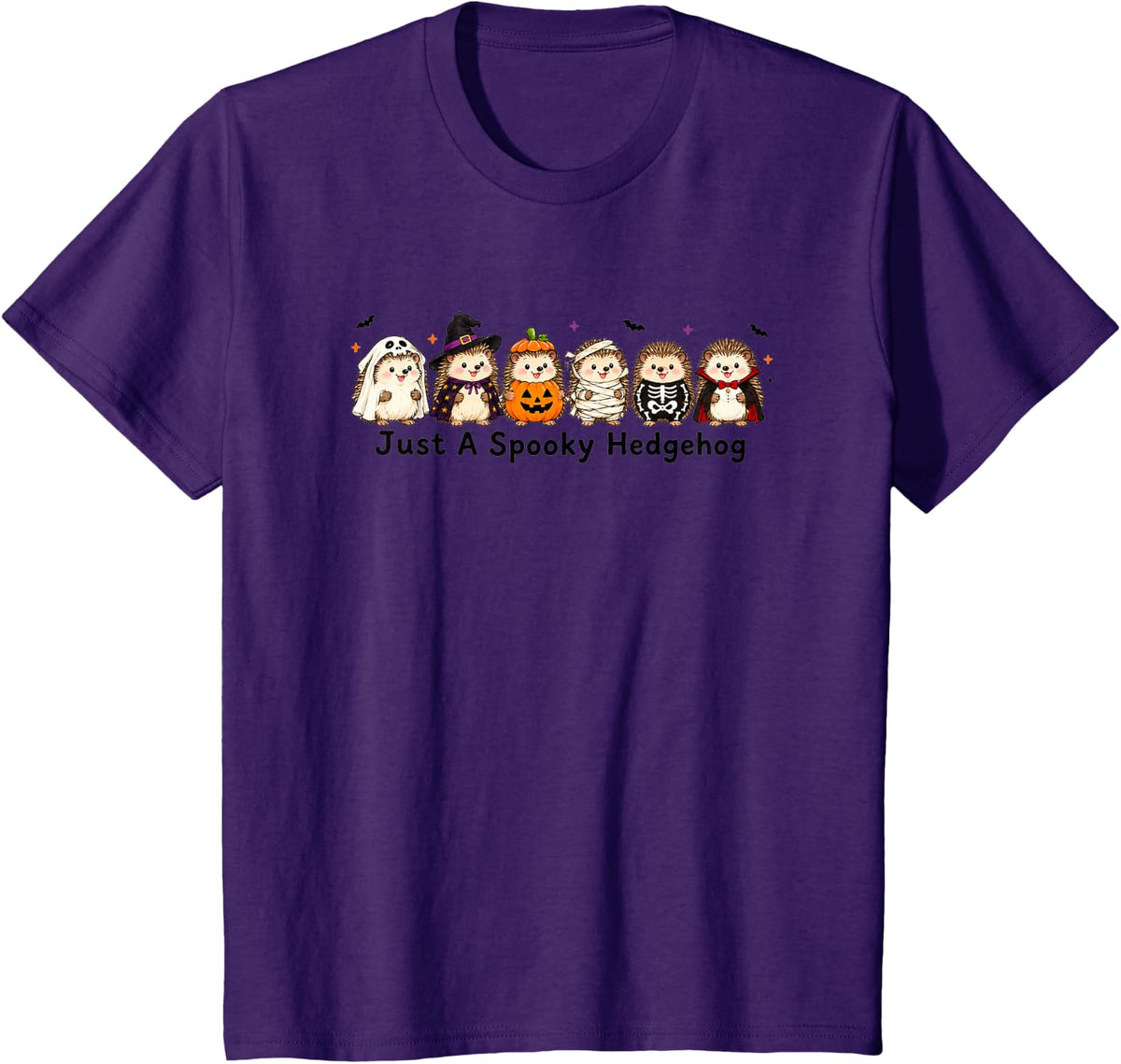 Just Spooky Hedgehog Lover Halloween Vampire Skeleton T-Shirt - Purple