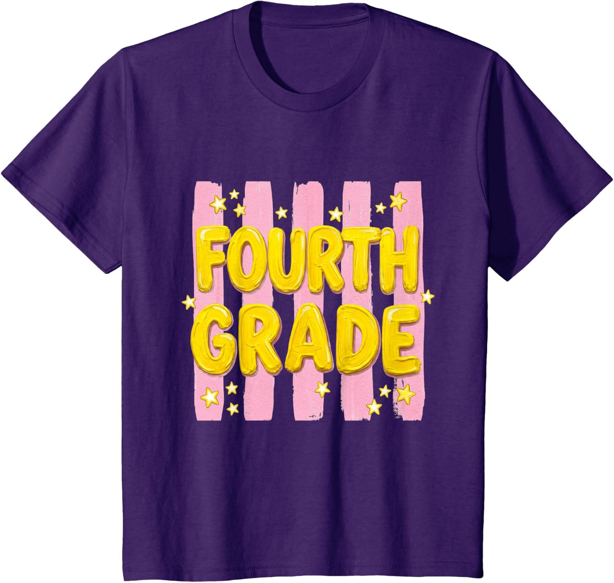 Striped Fourth Grade Teacher Student First Day of 4th Grade T-Shirt - Purple