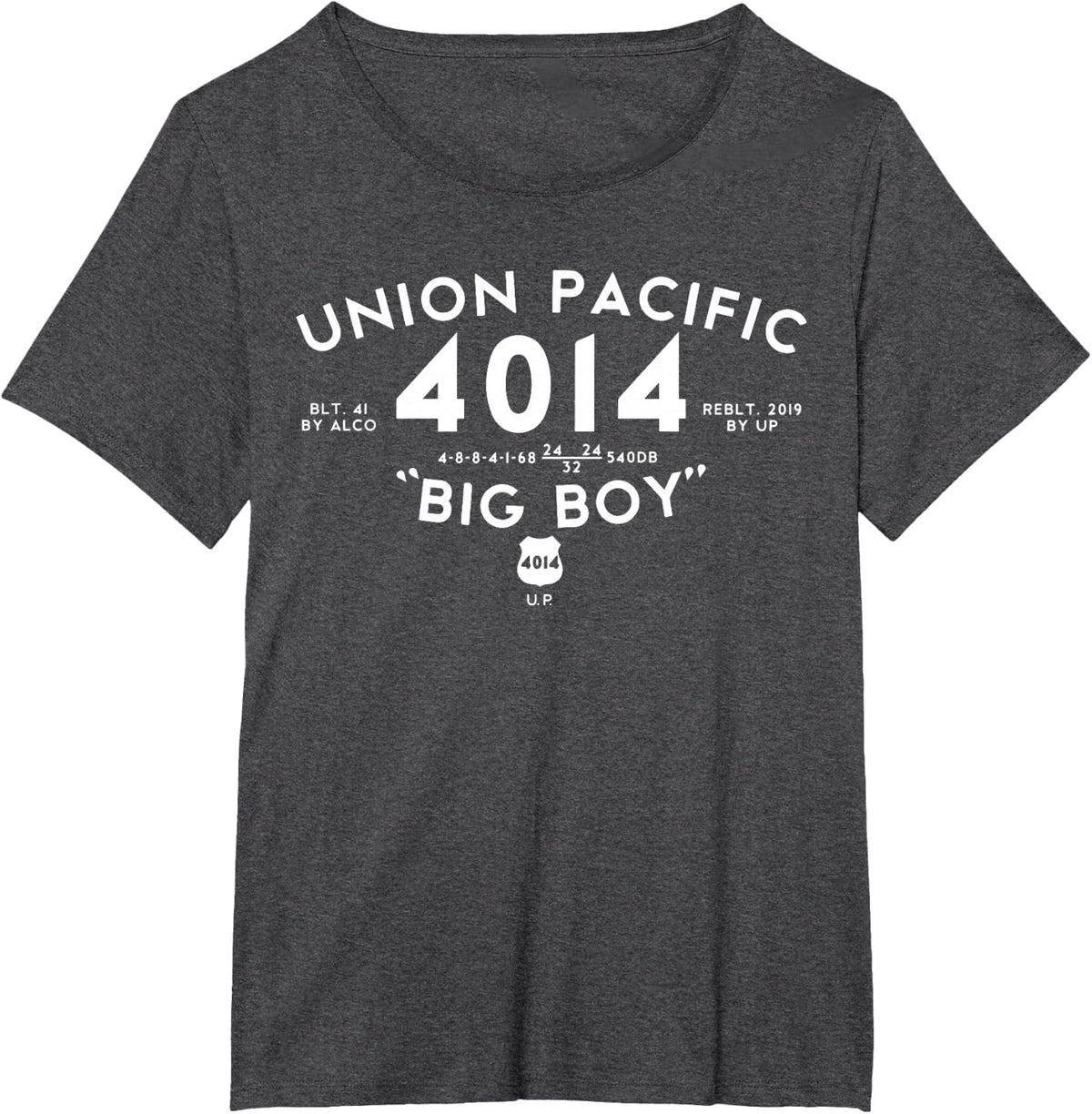 Big Boy 4014 Union Pacific Steam Engine Railroad T-Shirt - Dark Heather Grey