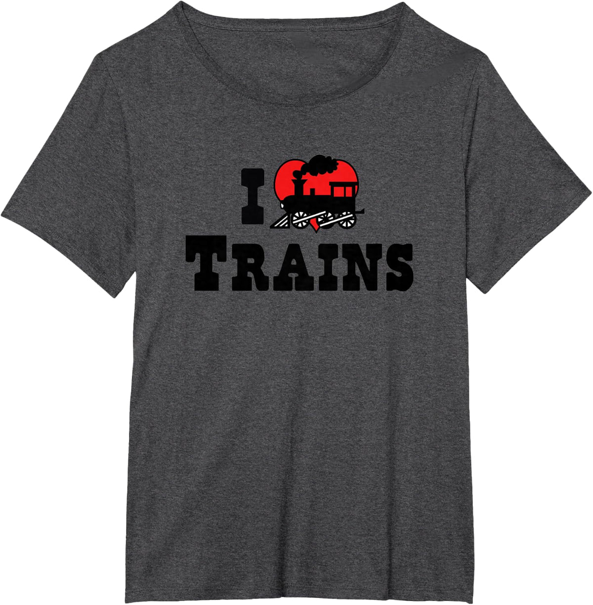 I Love Red Heart Trains Model Railway Hobby Lover T-Shirt - Dark Heather Grey