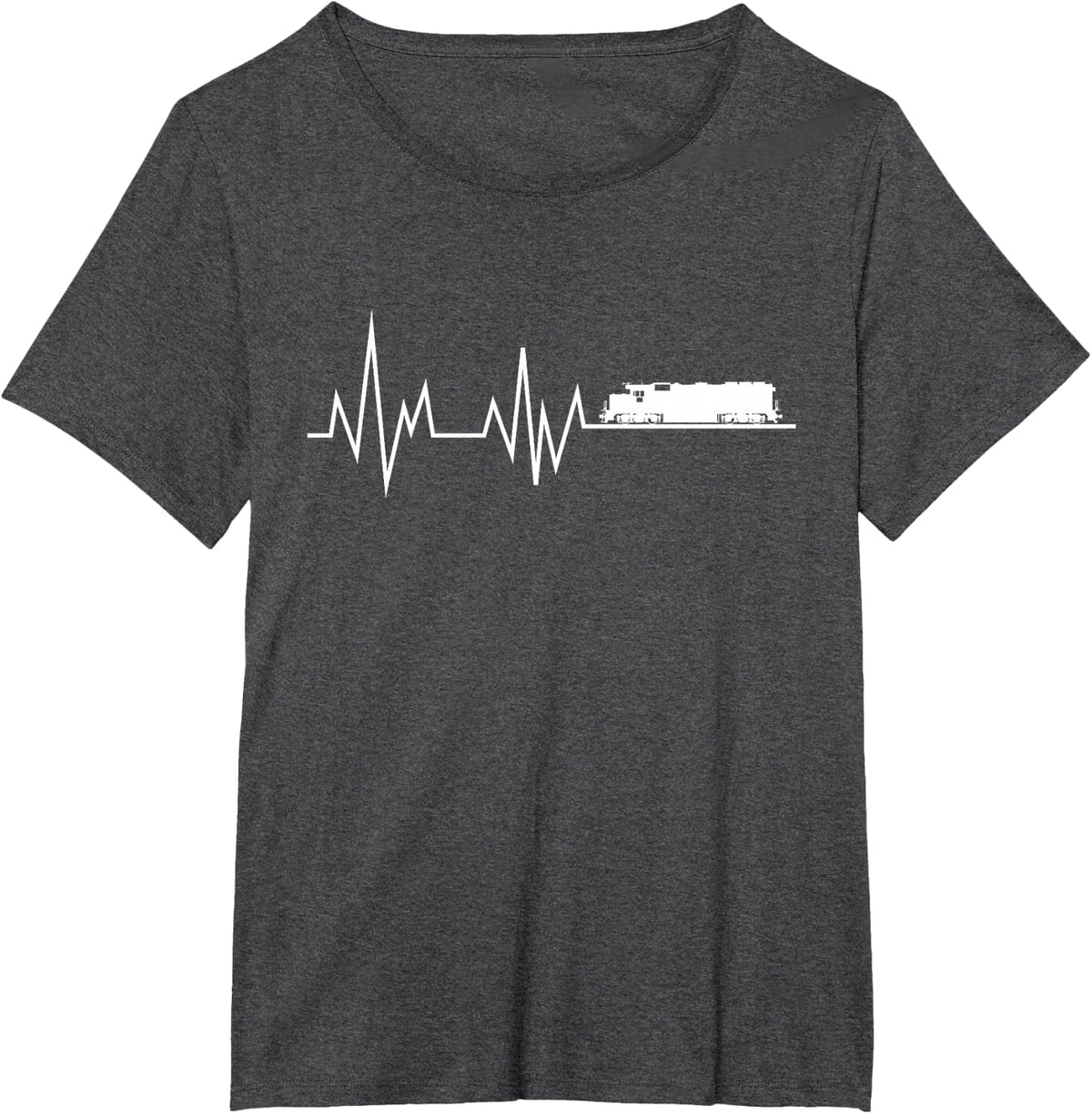 Model Train Heartbeat - Railroad Scale HO N Gift T-Shirt - Dark Heather Grey