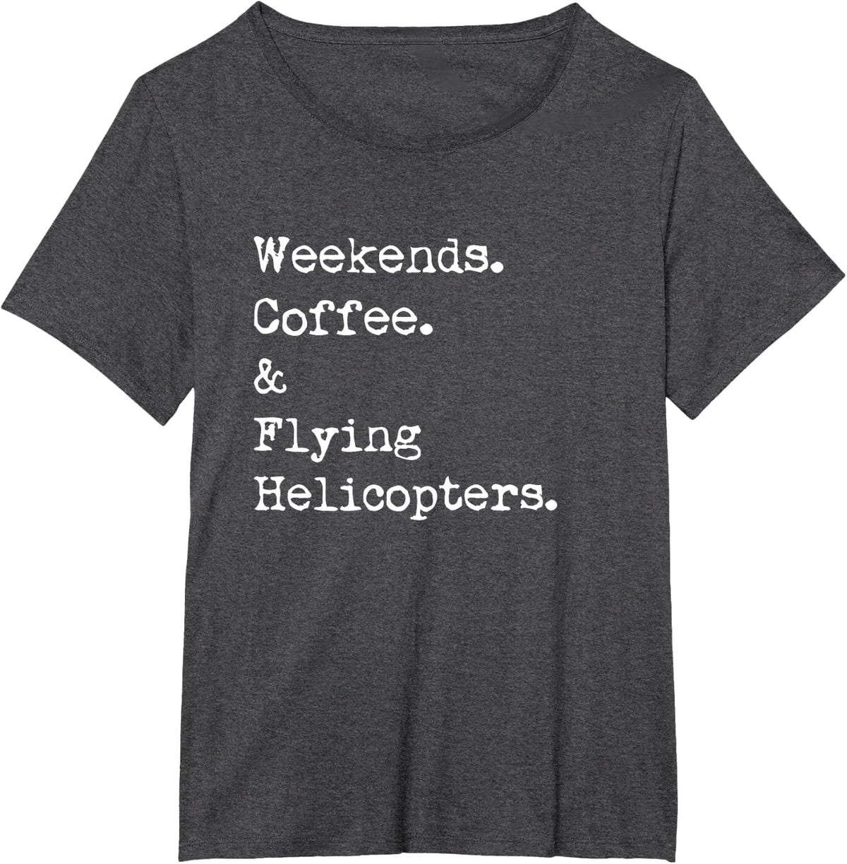 Weekends Coffee and Flying Helicopters Aviator Design T-Shirt - Dark Heather Grey