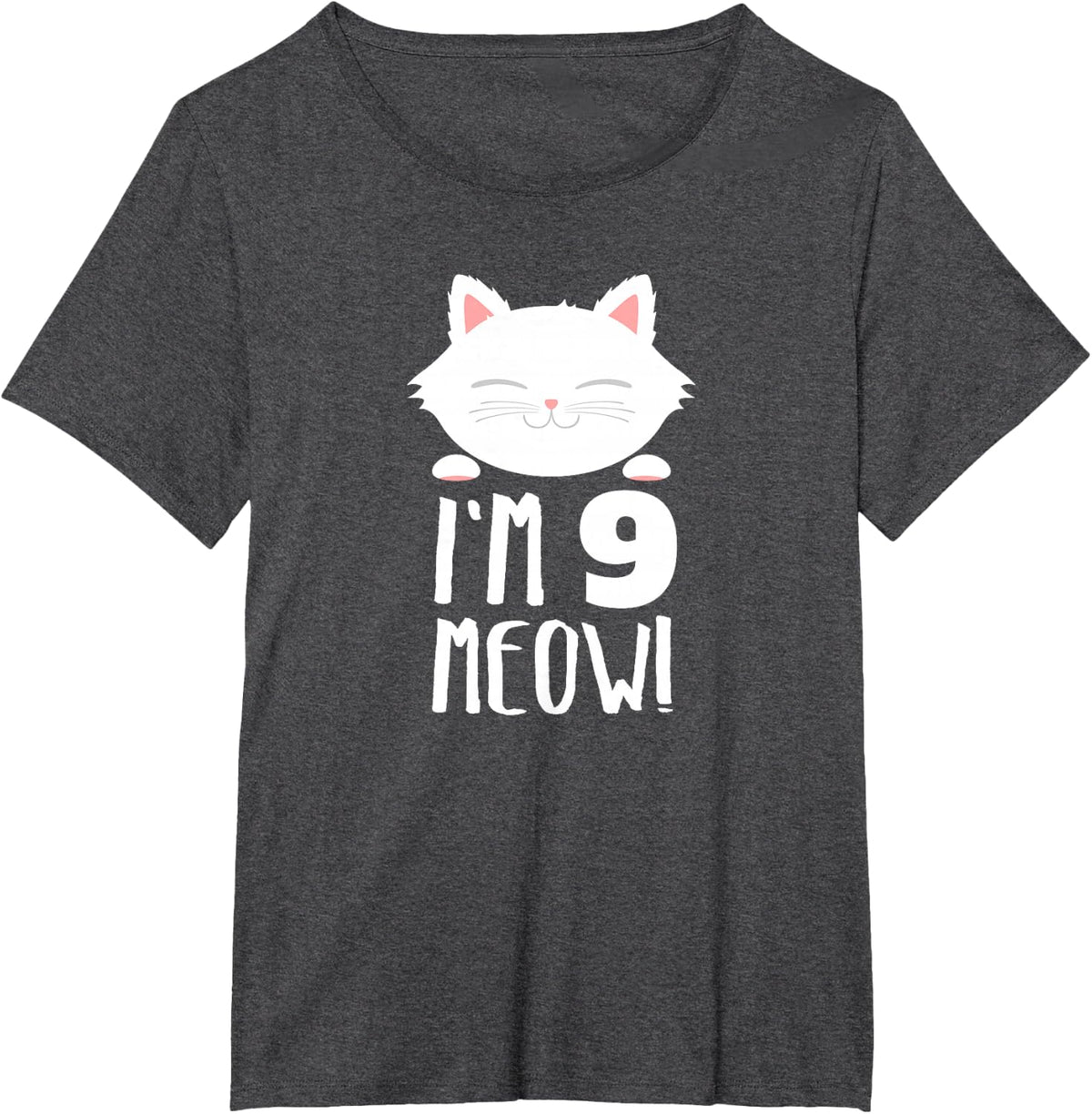 Cat Birthday Gift Girl 9th Birthday: Age 9 Years Kids Gift T-Shirt - Dark Heather Grey