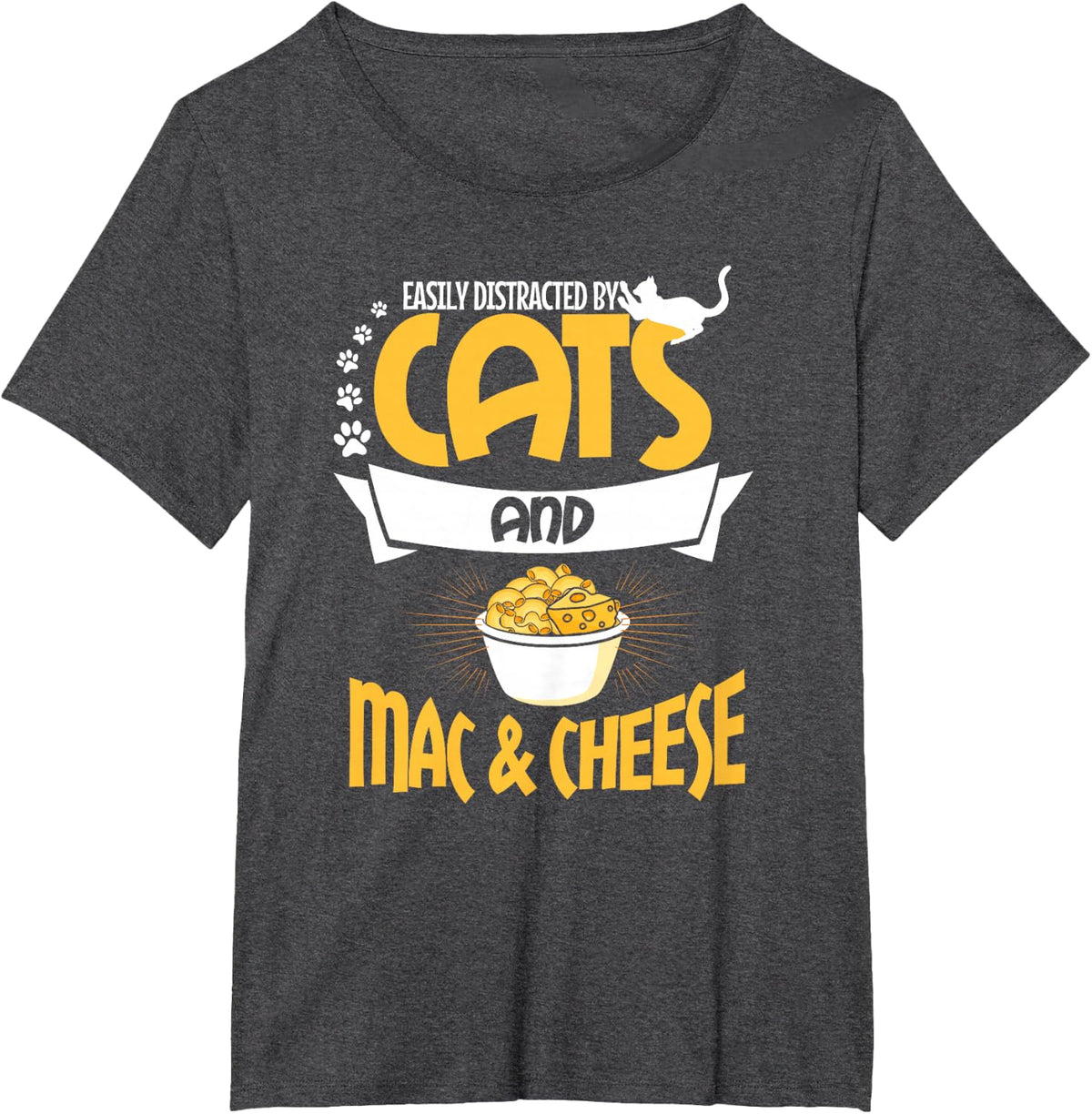 Mac & Cheese Shirt Funny Cat Lover Macaroni and Cheese T-Shirt - Dark Heather Grey