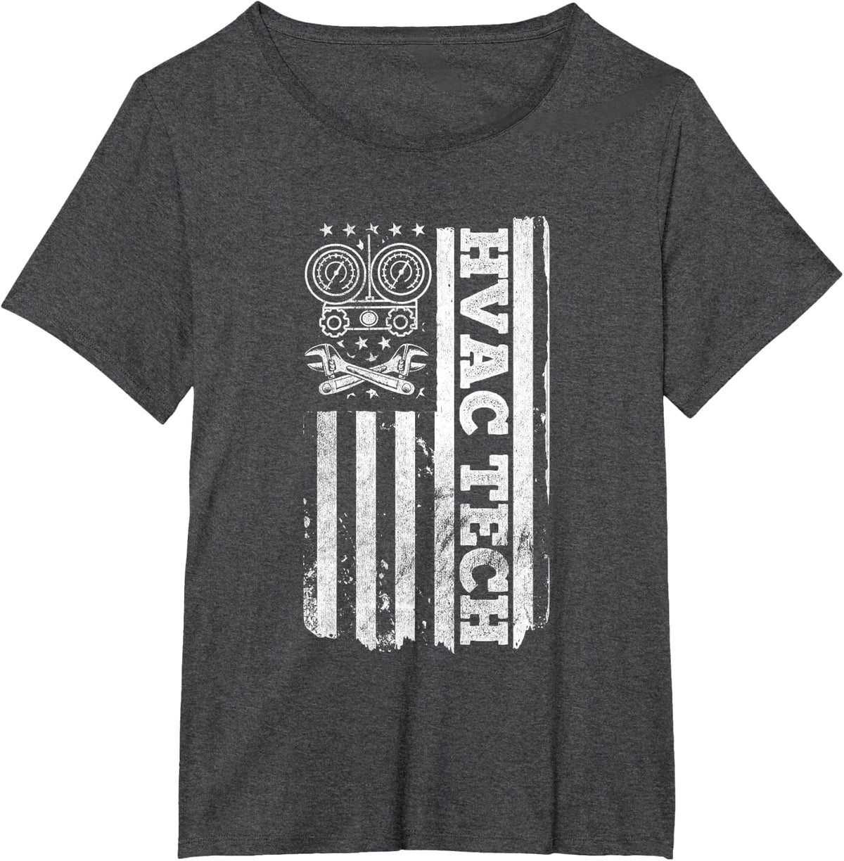 American Flag Repairman HVAC Tech Technician HVAC T-Shirt - Dark Heather Grey