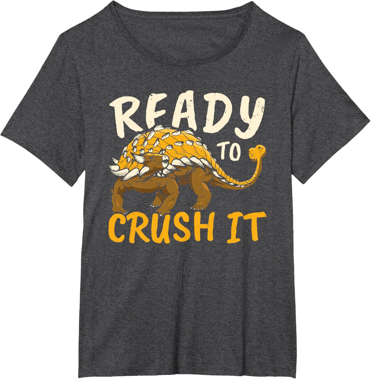 Ready to Crush It Ankylosaurus Paleontologist Dinosaur T-Shirt - Dark Heather Grey