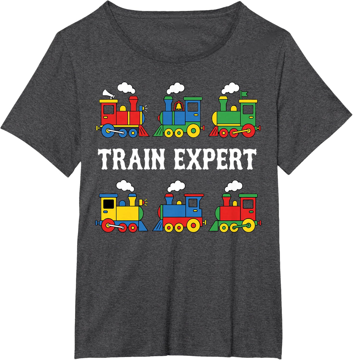 Train Expert Colorful Toy Trains Railroad Locomotive T-Shirt - Dark Heather Grey