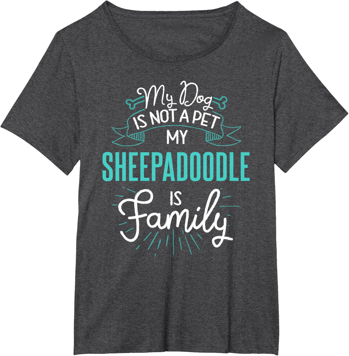 Cute Sheepadoodle Design Family Dog Giftn T-Shirt - Dark Heather Grey