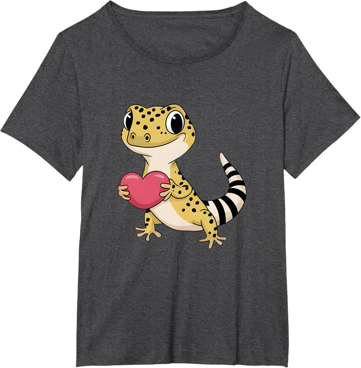 Leopard Gecko Animal Valentine Lovers Reptile T-Shirt - Dark Heather Grey
