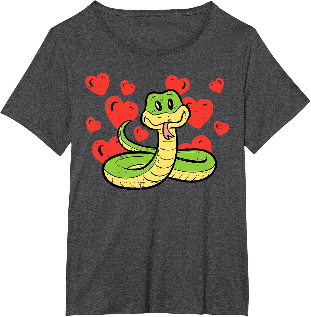 Valentines Day Snake Hearts Funny Animal Men Women Kids T-Shirt - Dark Heather Grey