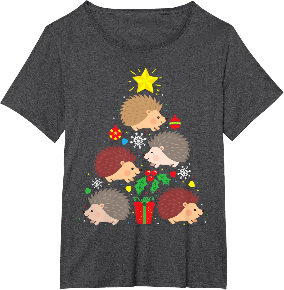 Funny Hedgehog Christmas Tree Shirt Ornament Decor Gift Cute T-Shirt - Dark Heather Grey