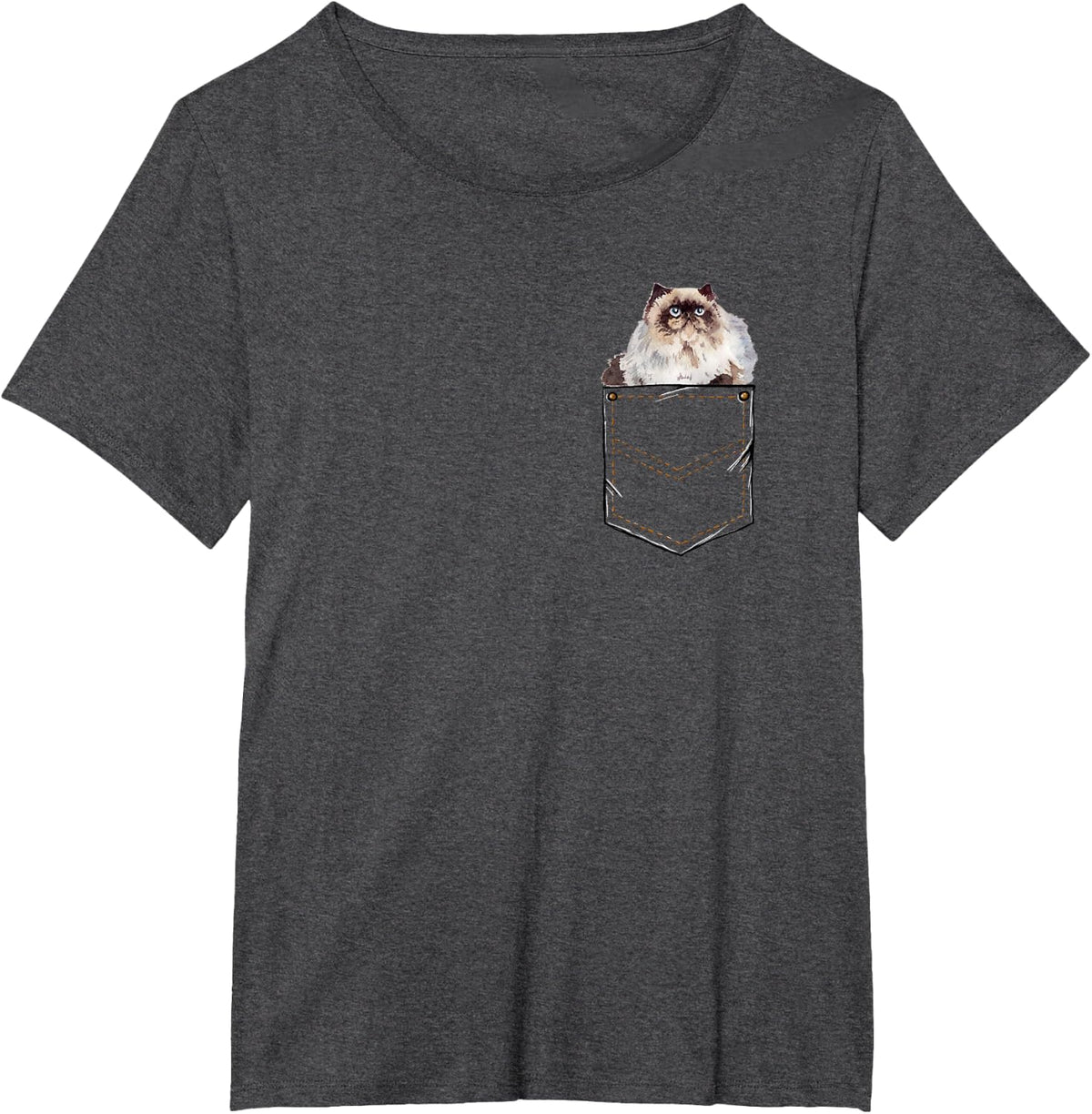 Himalayan Pocket Cat Kitten Pet Vintage T-Shirt - Dark Heather Grey
