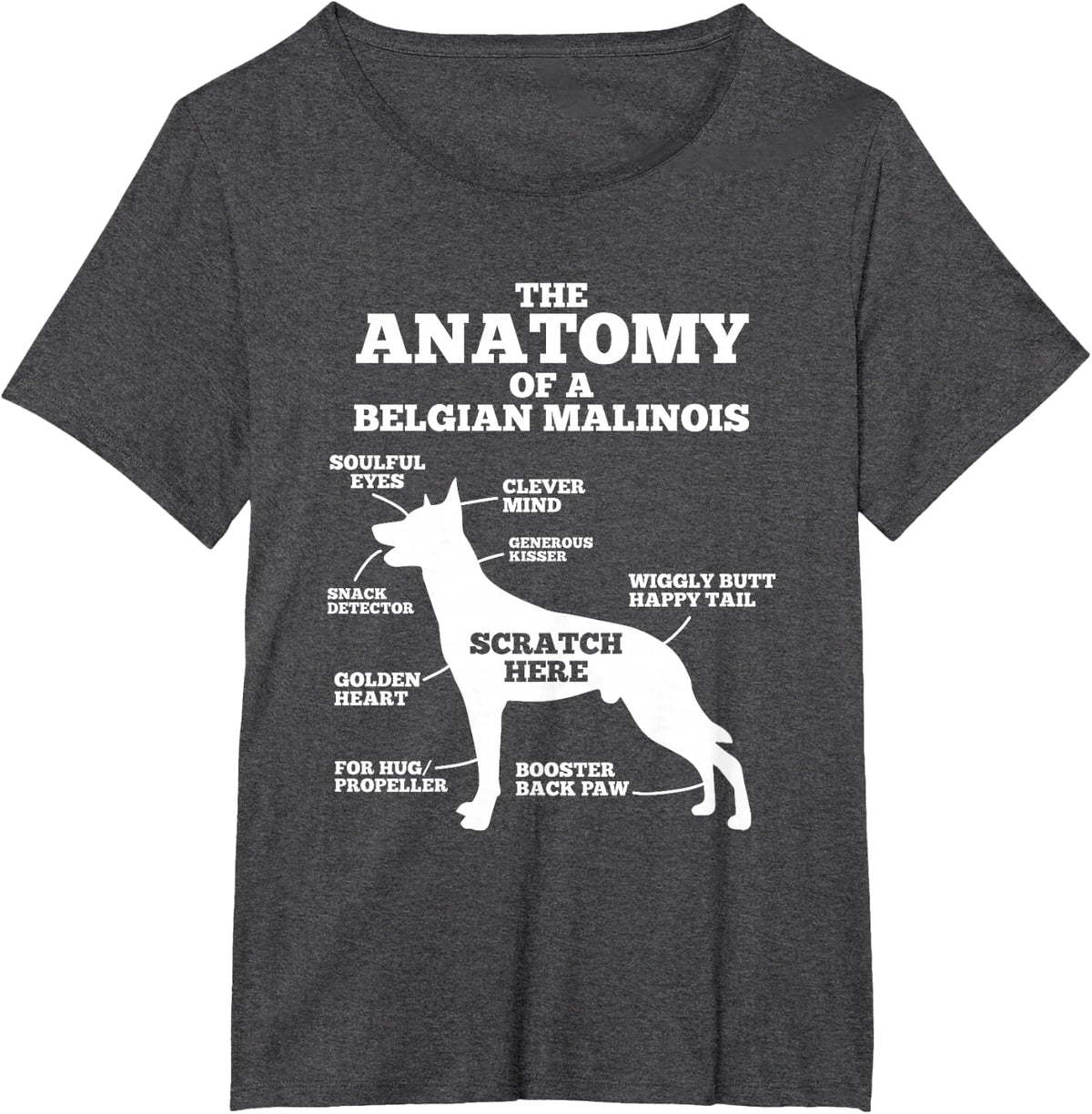 The Anatomy of A Belgian Malinois Dog Lover T-Shirt Small - Dark Heather Grey