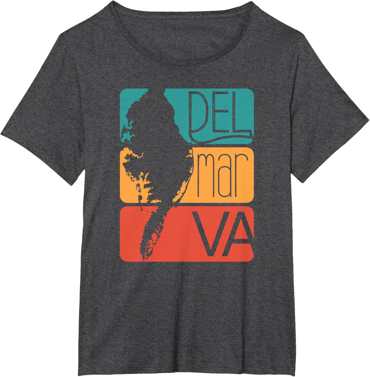 Delmarva Peninsula Map Eastern Shore Outline T-Shirt - Dark Heather Grey
